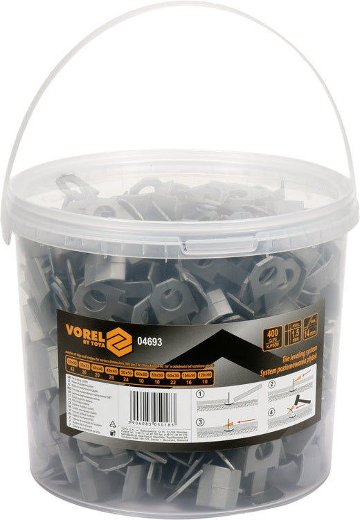 Klipsai lygiai suklijuoti plyteles | kibire | 400 vnt. (04693)