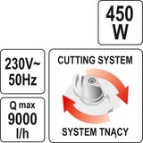 Panardinamas siurblys | su plūde ir malimo sistema | 450W (79881)