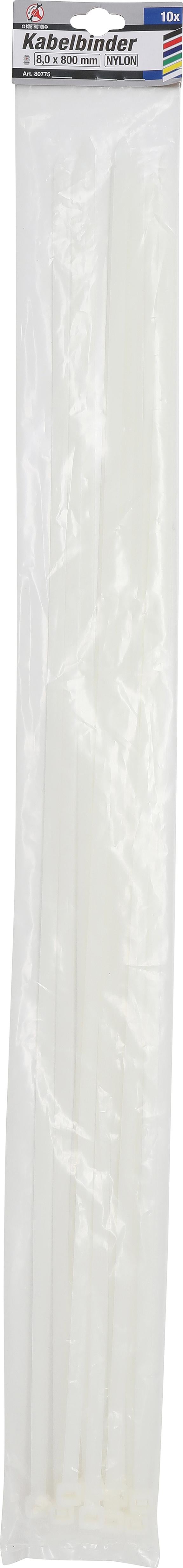 Suveržimo dirželių asortimentas | balti | 8,0 x 800 mm | 10 vnt. (80775)