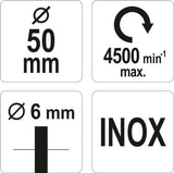 Šepetys puodo tipo su kotu | nerūdijantis plienas | INOX | 50 mm (YT-47497)