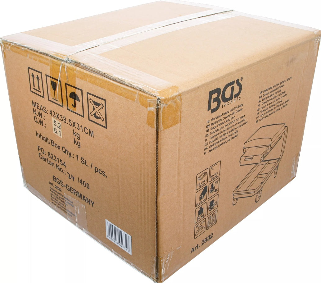 Stačiakampė kėdutė su ratukais ir stalčiumi (2832)