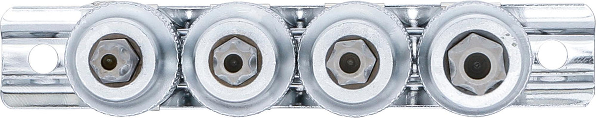 Įpresuotų antgalių rinkinys | 12,5 mm (1/2") | T-Star su skyle (Torx) T40 - T55 | 4 vnt. (8885)