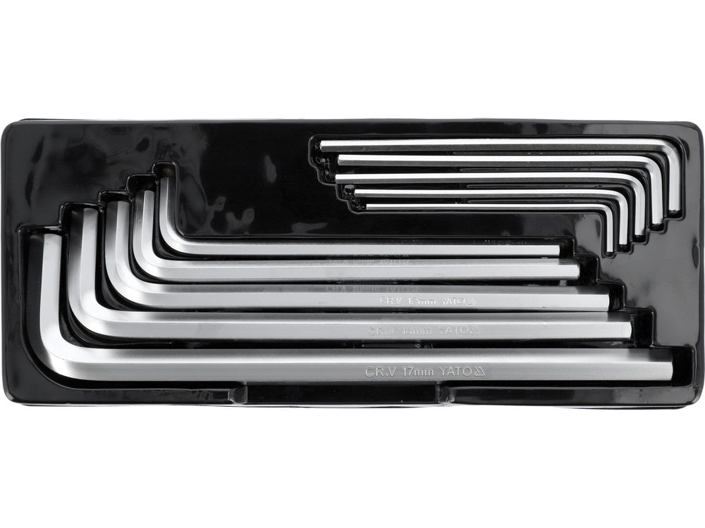 L tipo raktų rinkinys | Metalinė dėžutė | šešiakampis Hex 3 - 17 mm | 10 vnt. (YT-0519)