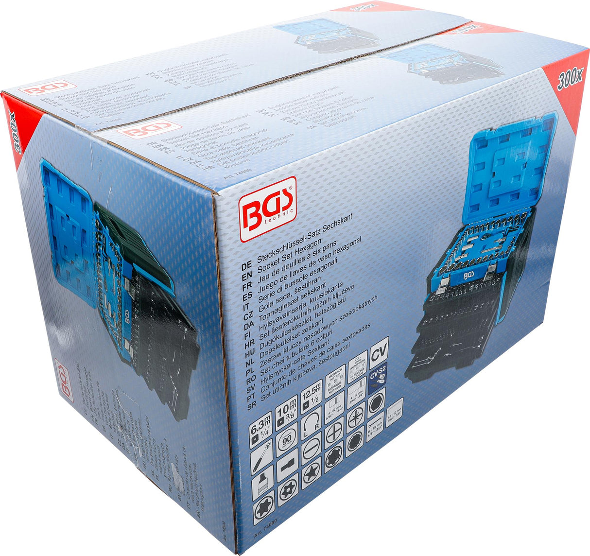 Įrankių rinkinys | 6,3 mm (1/4") / 10 mm (3/8") / 12,5 mm (1/2") | Metriniai ir colių dydžiai | 300 vnt. (74000)