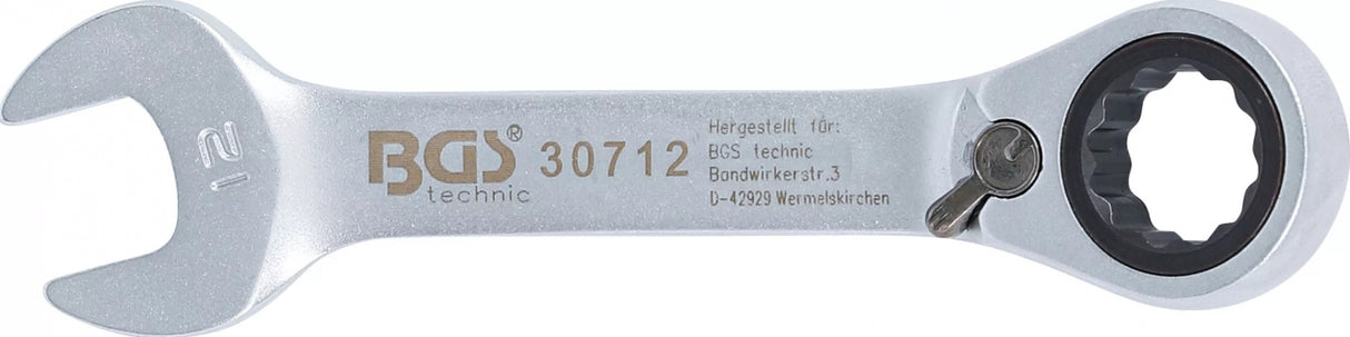 Raktas su terkšle | trumpas | su reversu | 12 mm (30712)