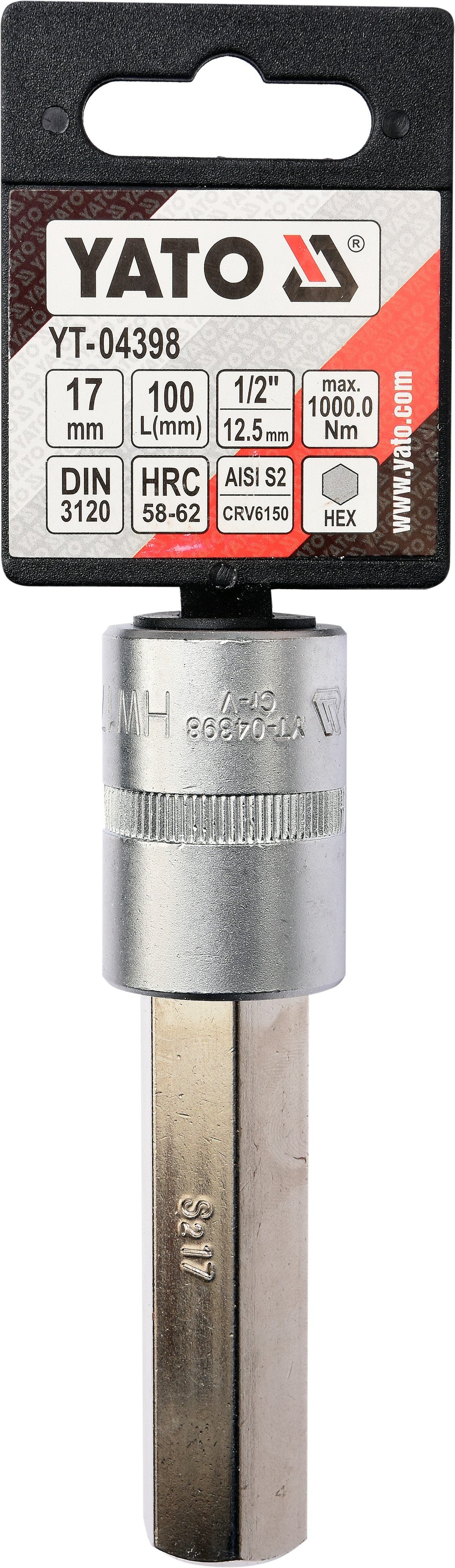 Antgalis įpresuotas į galvutę 1/2" hex 17 mm X 100 mm (YT-04398)