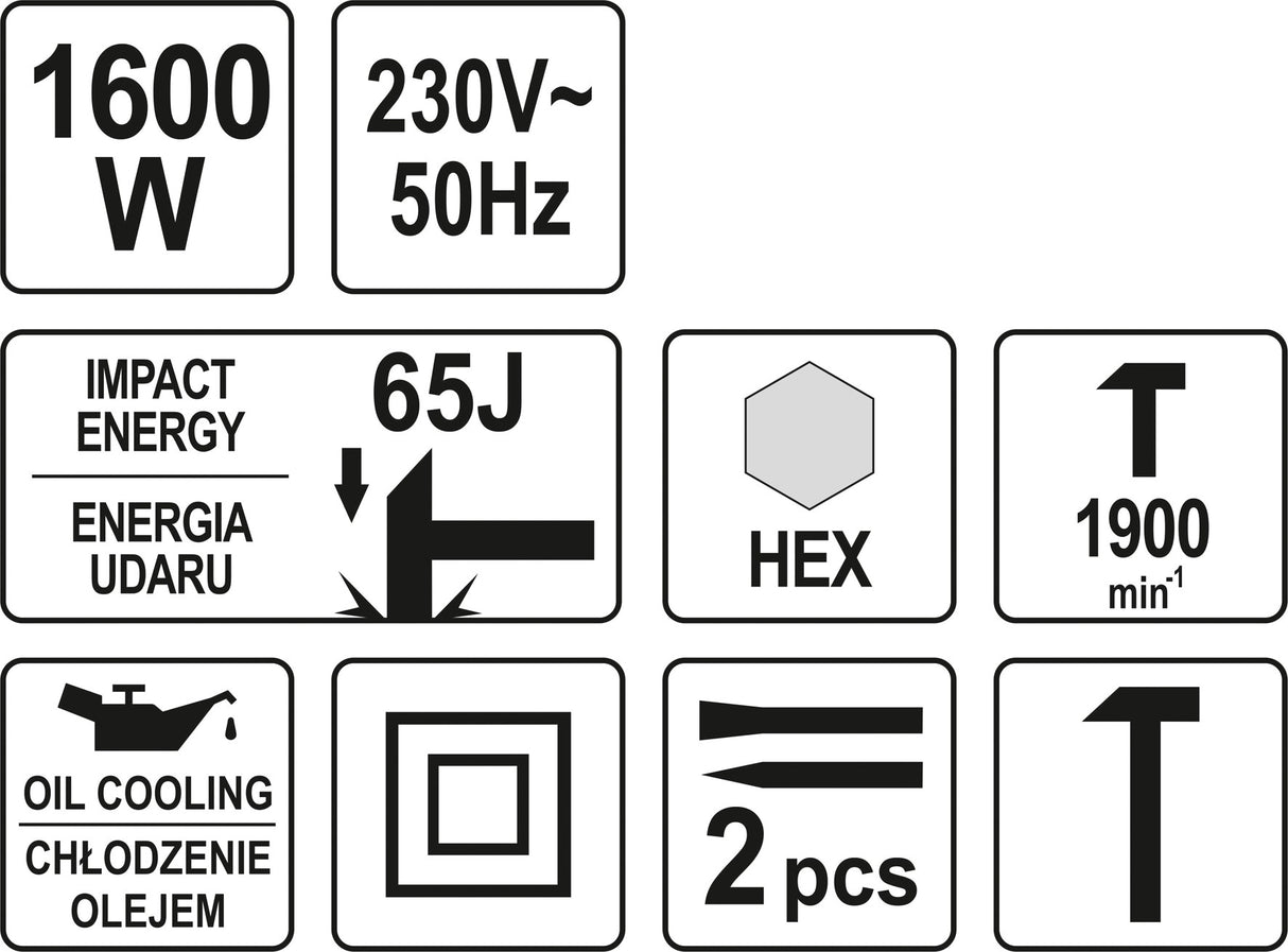 Smūginis griovimo / demontavimo plaktukas | 65J | 1600W (YT-82001)