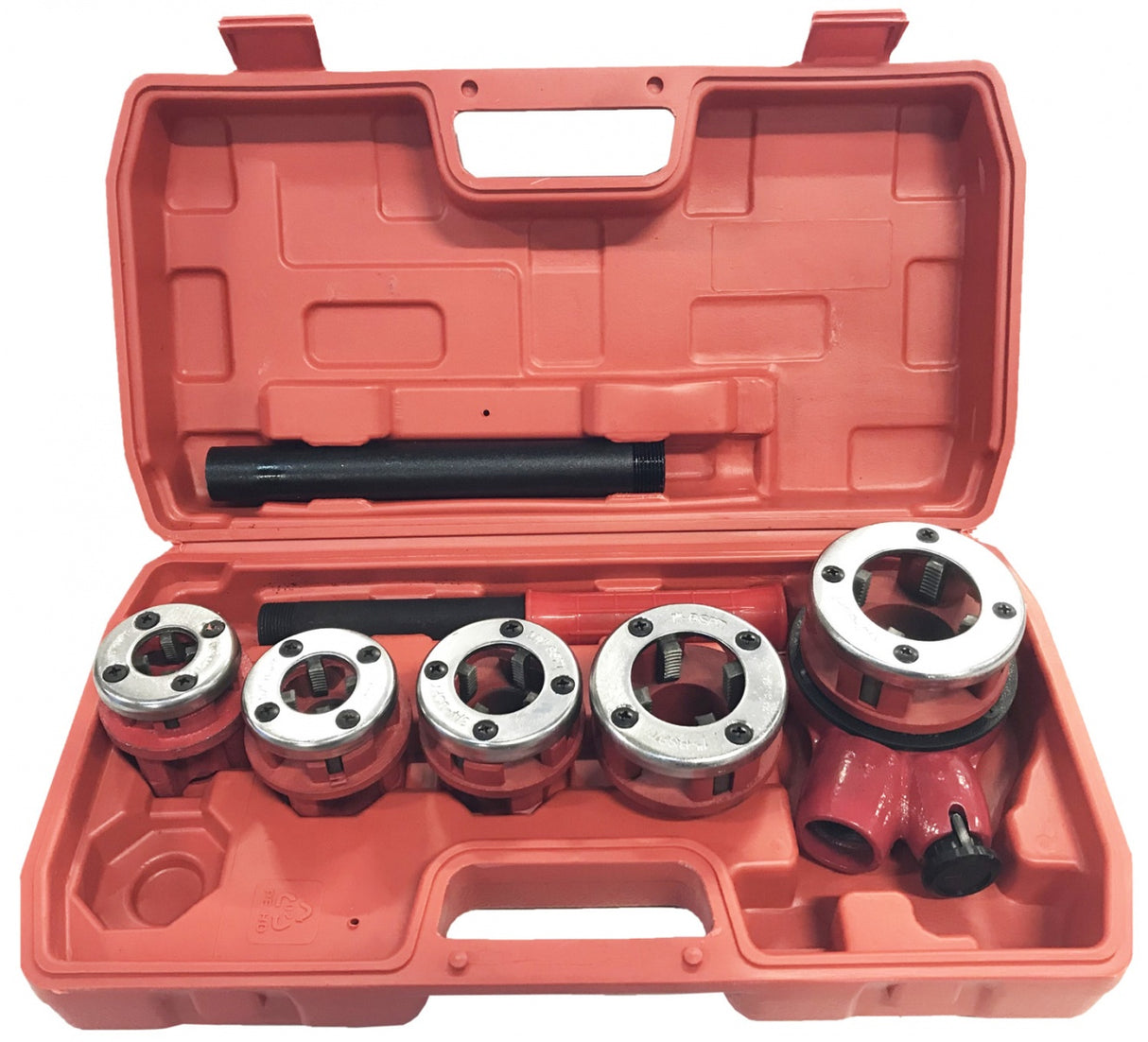 Vamzdinių sriegpjovių rinkinys su terkšle | 3/8"- 1 1/4" | 5 vnt. (EQ-7629)