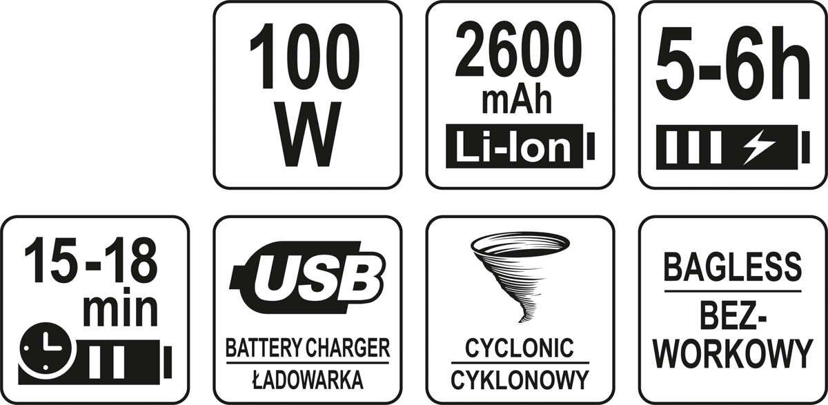 Automobilinis dulkių siurblys | pistoleto tipo | akumuliatorinis | 100W (82971)