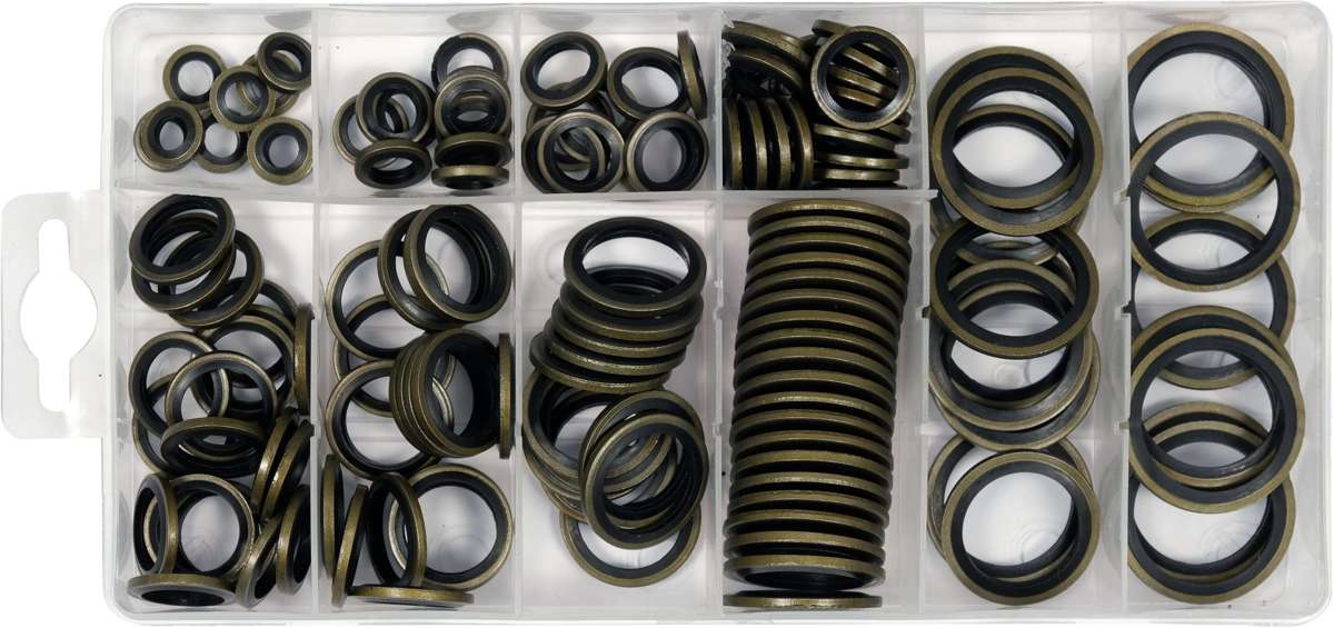 Sandarinimo žiedų asortimentas | metalas / guma  NBR 70 | 150 vnt. (YT-068582)