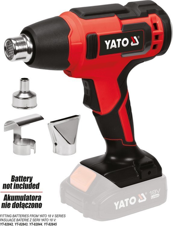 Kaitinimo fenas akumuliatorinis / orpūtė | 18V 550° II greičiai / be akumuliatoriaus (YT-82285)