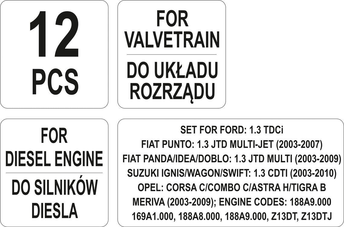 Variklio fiksavimo įrankių rinkinys | Opel / Suzuki / Fiat (YT-06003)