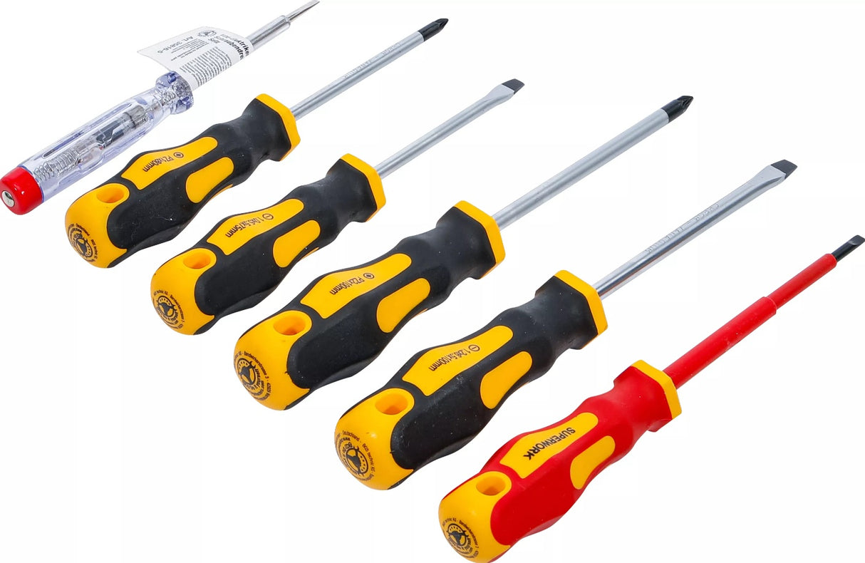 VDE elektriko / Atsuktuvų rinkinys | Plokšti / kryžminiai | 6 vnt. (35816)