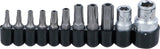 Antgalių komplektas | 10 mm (1/4") / 10 mm (3/8") | T-Star su skylutėmis (Torx) | 11 vnt. (786)