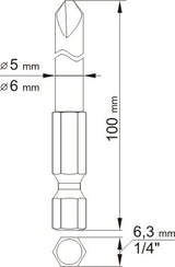 Биты крестовые трёхлопастные 1/4", 2 шт.: Nr2x100mm; Nr4x100mm
