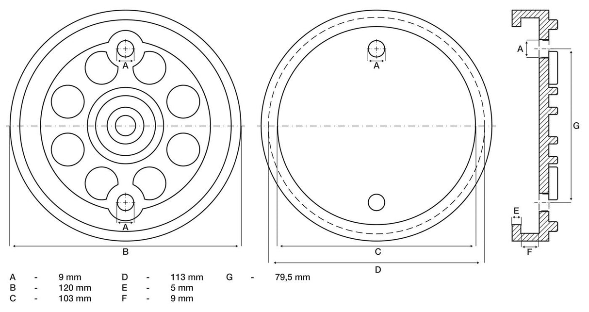 Guminis padas | auto keltuvams | Ø 120 mm (7052)