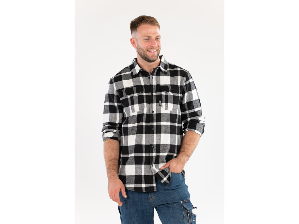 Flaneliniai marškiniai juoda/balta | 100% medvilnė | 2XL dydis (YT-78816)