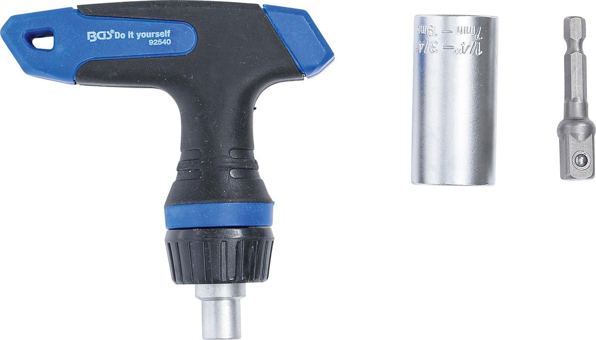 Terkšlinė rankena su daugiafunkcine galvute | 10 mm (3/8") | 7 - 19 mm | 3 vnt. (92540)