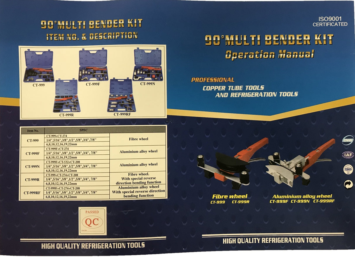 Vamzdžių lankstymo rinkinys | daugiafunkcinis | 90° (CT999RF)