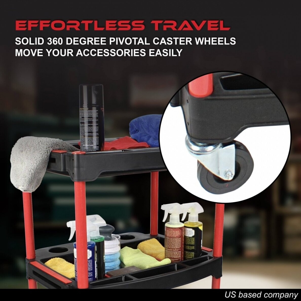 Dirbtuvių vežimėlis | 3 lygių kompozitas su dalių saugykla | + 2 perforacijos su 8 kabliukais (WT3P)