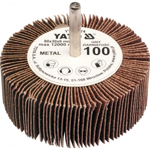 FLAP WHEEL W. SHAFT 80X30X6 P150 (YT-83376)