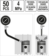 Kompresijos matuoklis dyzeliniams ir benzininiams varikliams | Maxi (YT-73012)