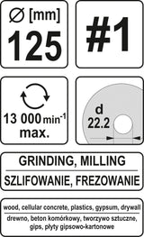 Diskas/freza medžiui 125mm, No1 (YT-59168)