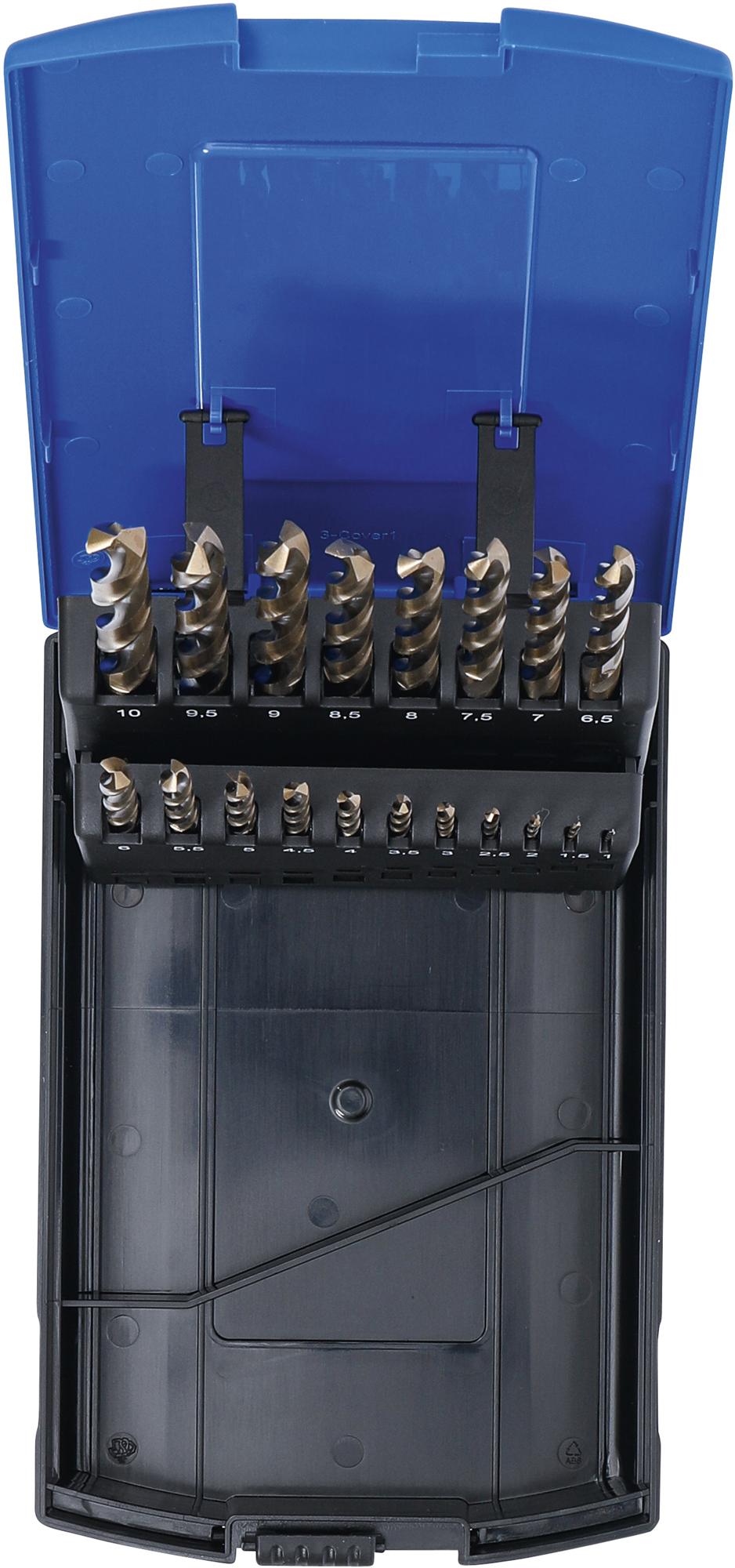 Grąžtų rinkinys | HSS-G M35 kobalto plienas | 1 - 10 mm | 19 vnt. (9297)