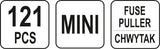 Automobilių saugiklių asortimentas | su išėmėju | Mini | 121 vnt. (YT-83143)