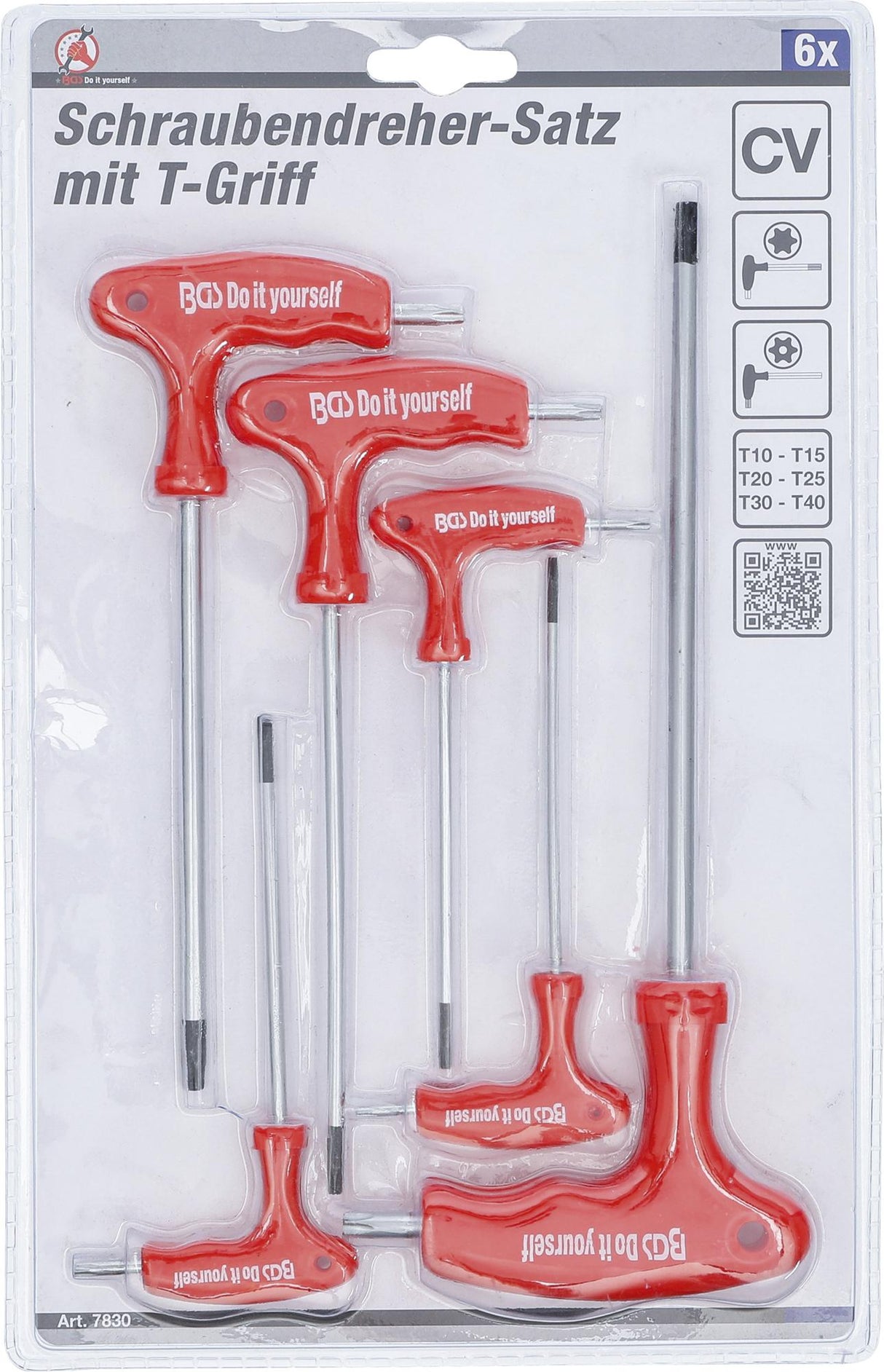 T-rankenėlių atsuktuvų rinkinys | T-Star su sylėmis (Torx) | T10-T40 | 6 vnt. (7830)