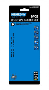 Galvučių rinkinys E-Tipas | 6.3 mm (1/4 ") / 10 mm (3/8") | E5 - E16 | 10 vnt. (KR384009A)