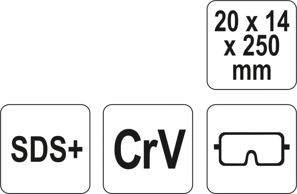 Зубило по бетону плоское | SDS PLUS/Cr-V | 20x14x250 mm