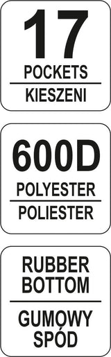 Krepšys įrankiams su guminiu korpusu 15" | 15 kišenių (YT-74360)