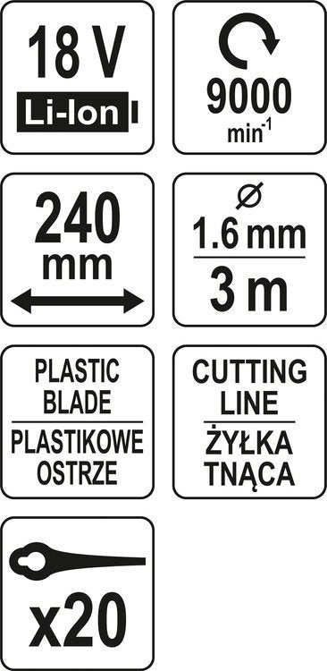 Akumuliatorinis trimeris teleskopinis 18V | 2-in 1 | be baterijų (YT-85015)