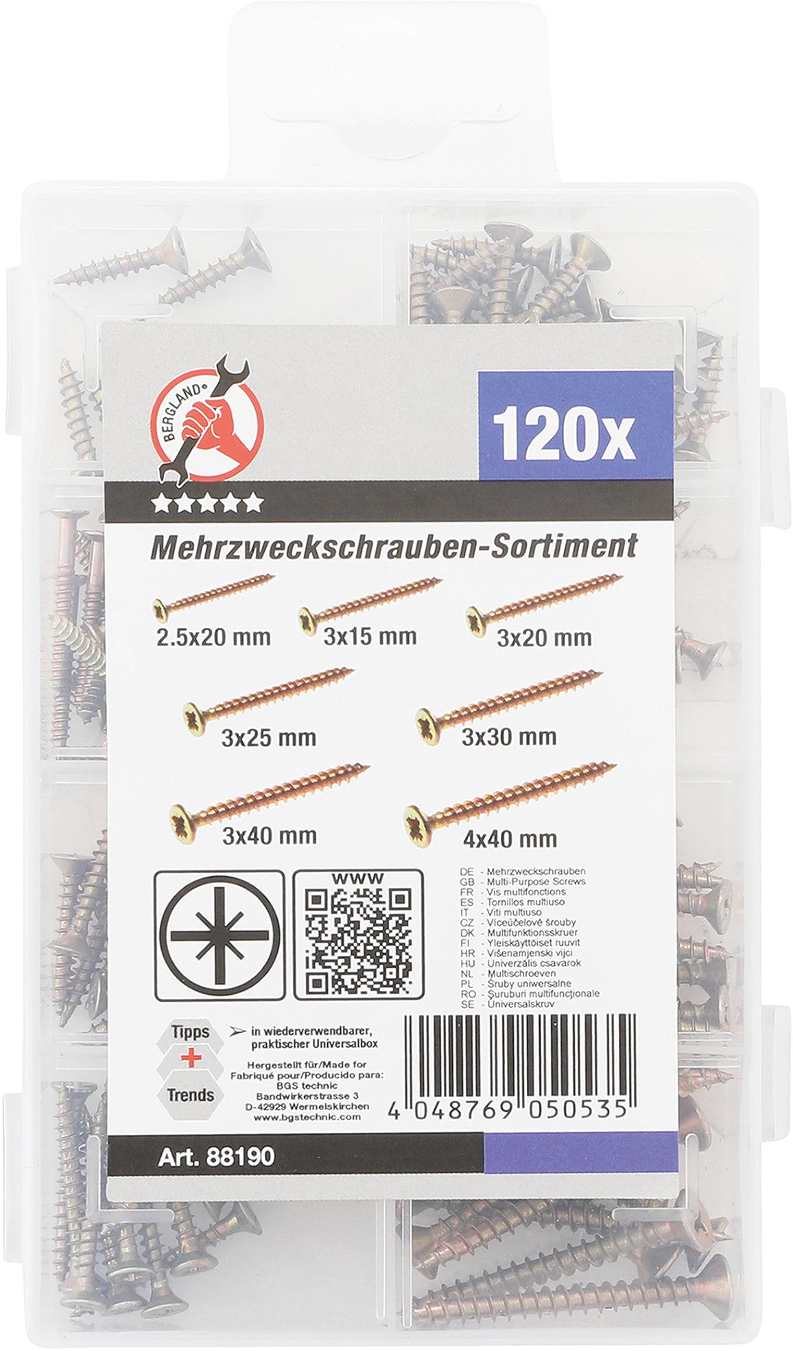 Daugiafunkciniai varžtai | Kryžminė galvutė PZ2 | 120 vnt. (88190)
