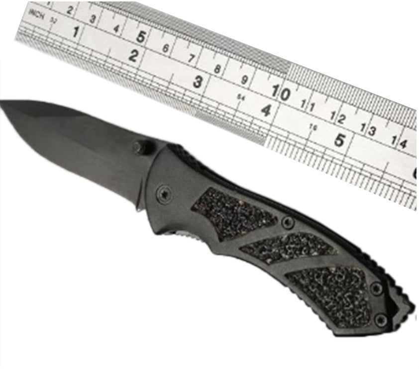 Lenktinis peilis | juoda apdaila su matine tekstūra | 16.3 cm (FK6)