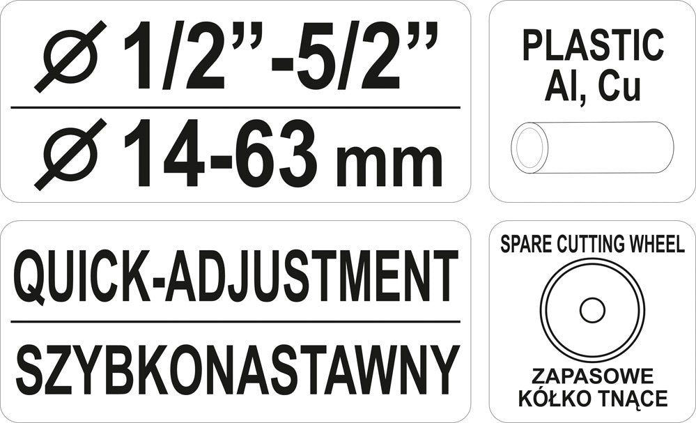 Vamzdžių pjoviklis | 4 ratukai | 14-63 mm (YT-2234)