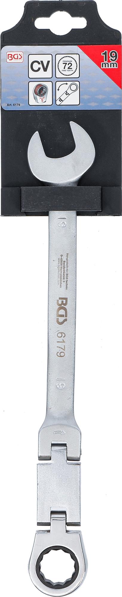 Kombinuotas raktas su terkšle | dvigubas šarnyras | 19 mm (6179)