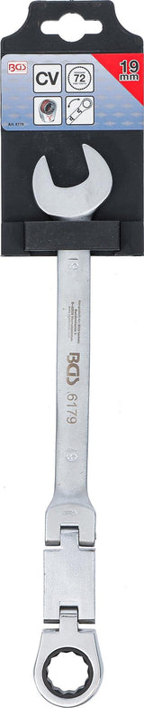 Kombinuotas raktas su terkšle | dvigubas šarnyras | 19 mm (6179)