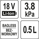 Dulkių siurblys | su filtru | 18V | be akumuliatoriaus (YT-85680)