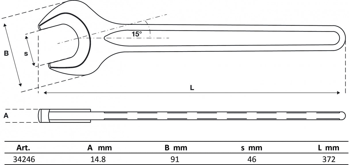 SINGLE OPEN END SPANNER | DIN 894 | 46 MM (34246)