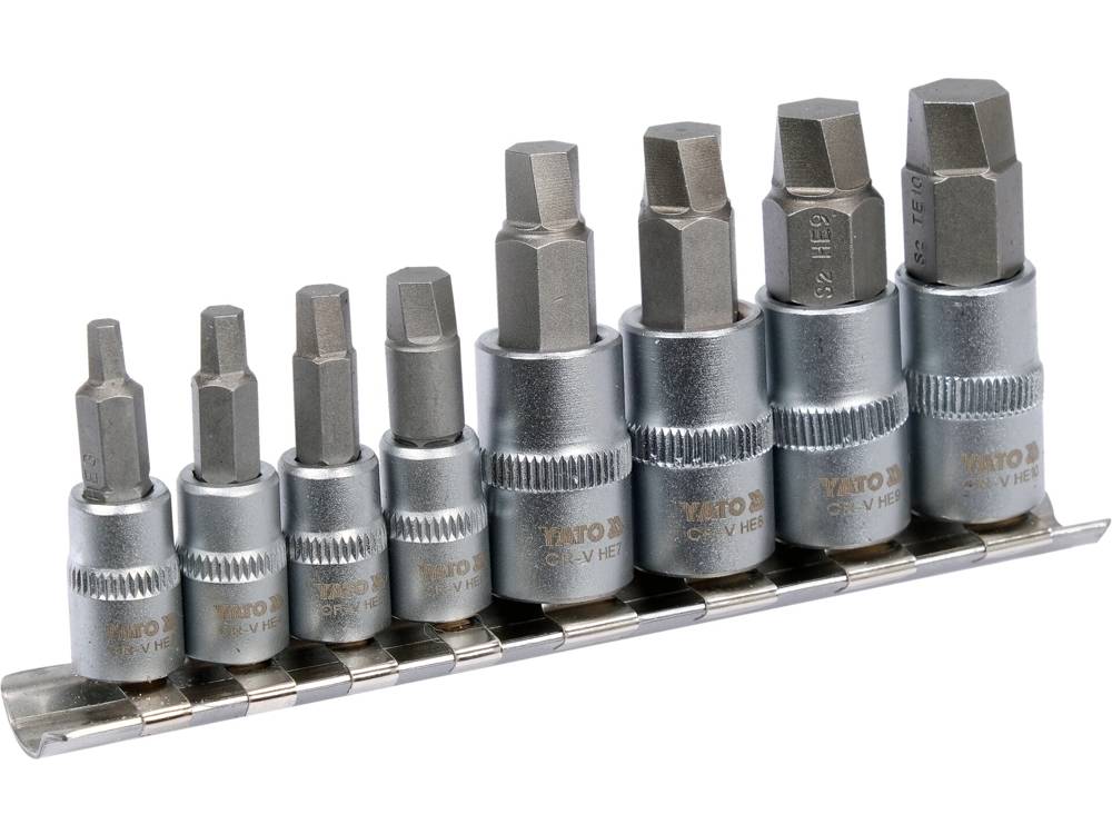 Sraigtiniai ištraukikliai | pažeistam hex | 6.3 mm (1/4") / 10 mm (3/8") | 3 - 10 mm | 8 vnt. (YT-04580)