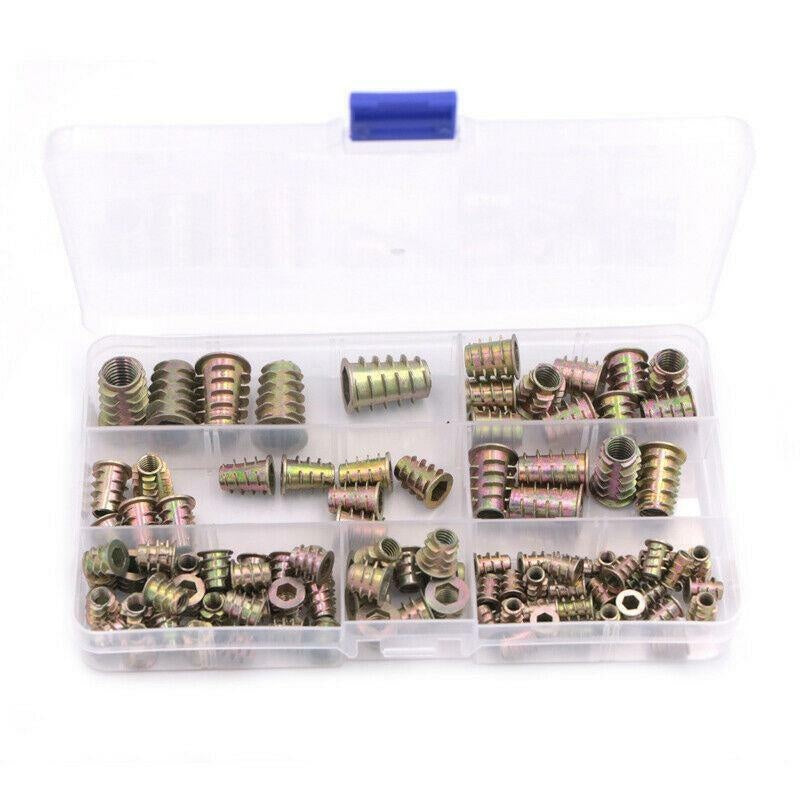 Plieniniai srieginiai įdėklai medinei furnitūrai | 100 vnt. (TS100K)