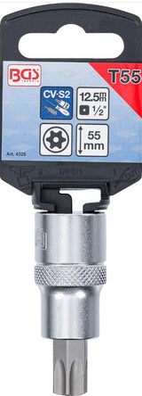 Antgalis įpresuotas į galvutę | 12,5 mm (1/2") | T-Star su skyle (Torx) T55 (4329)