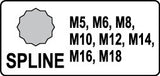 Smūginių antgalių rinkinys | 12,5 mm (1/2") | Spline (XZN) M5 - M18 | 8 vnt. (YT-1069)