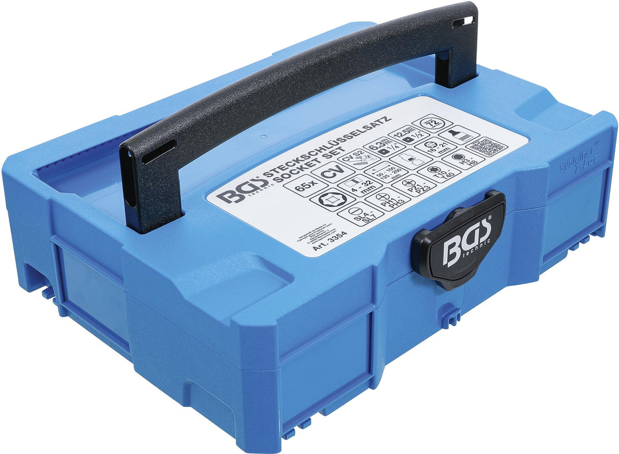 Įrankių rinkinys | 6,3 mm (1/4") / 12,5 mm (1/2") | BGS systainer® lagamine | 65 vnt. (3354)