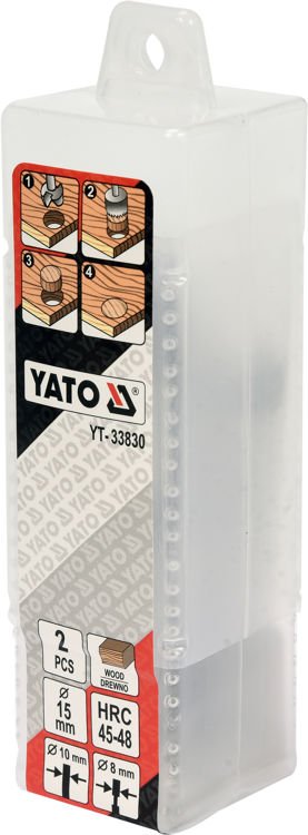 Freza / kamštinis grąžtas medžiui | 15 mm | 2 vnt. (YT-33830)