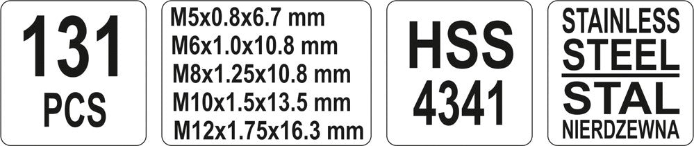 Sriegio darymo, atnaujinimo, remonto rinkinys | M5-M12 | 131 vnt. (YT-1763)