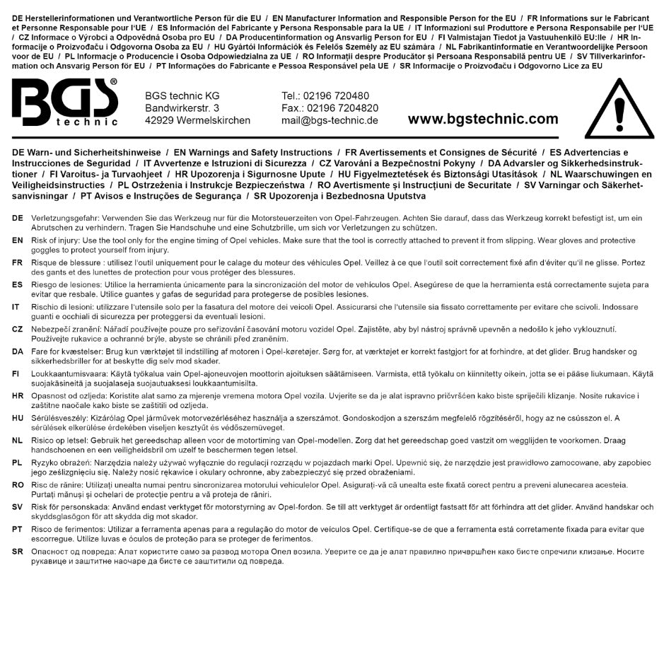 Rakinimo kaištis grandinės įtempikliui | Opel | iš BGS 8151 (8151-10)