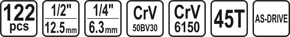 Galvučių, replių, raktų ir kitų įrankių XXL komplektas | 122 vnt. (58690)